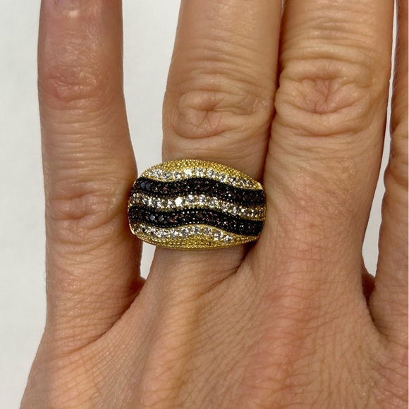 Suzy Levian Yellow Sterling Silver Brown & White CZ Half Band NWT - Picture 8 of 8